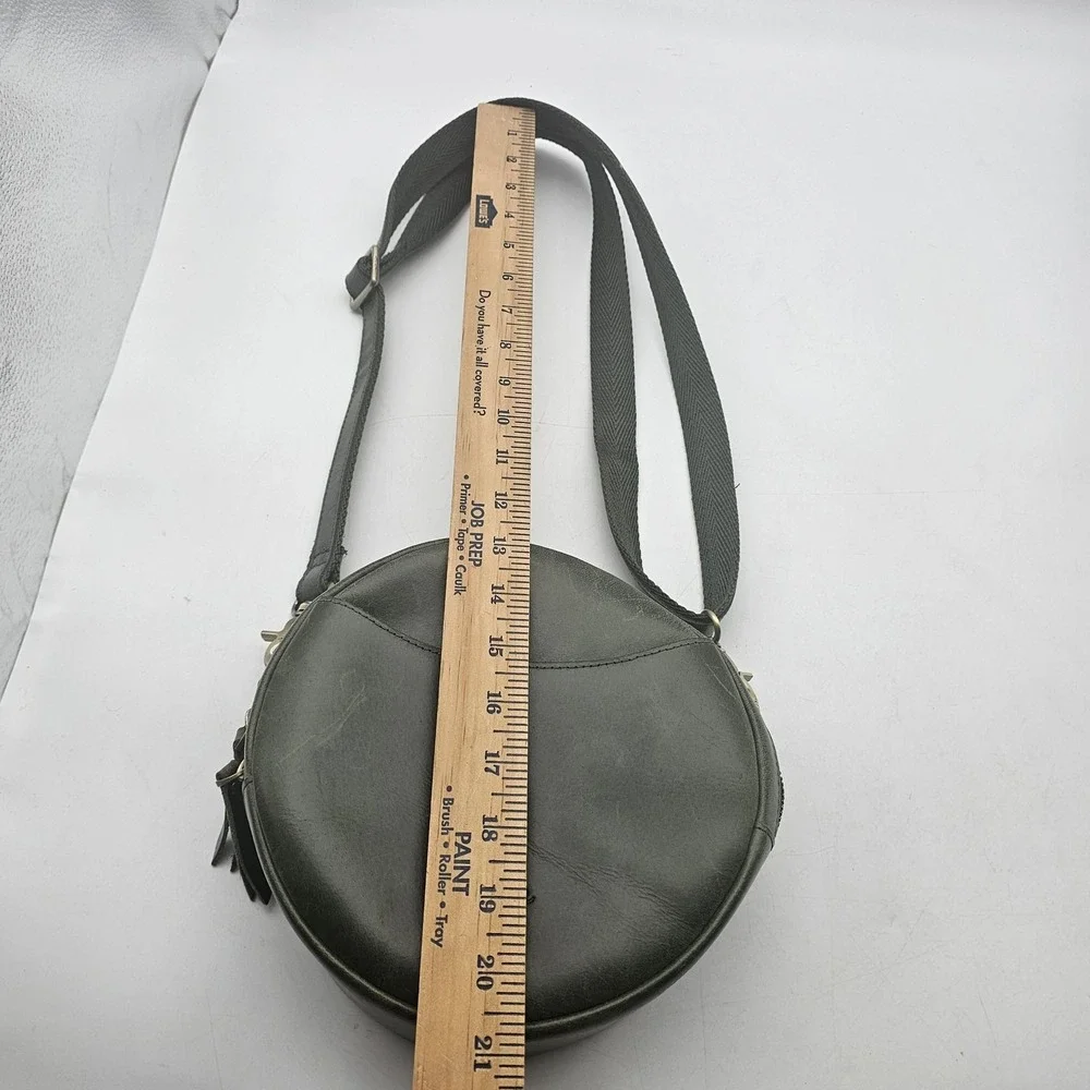 S-ZONE Crossbody Purse Womens Small Green Leather Round Circle Bag Zip